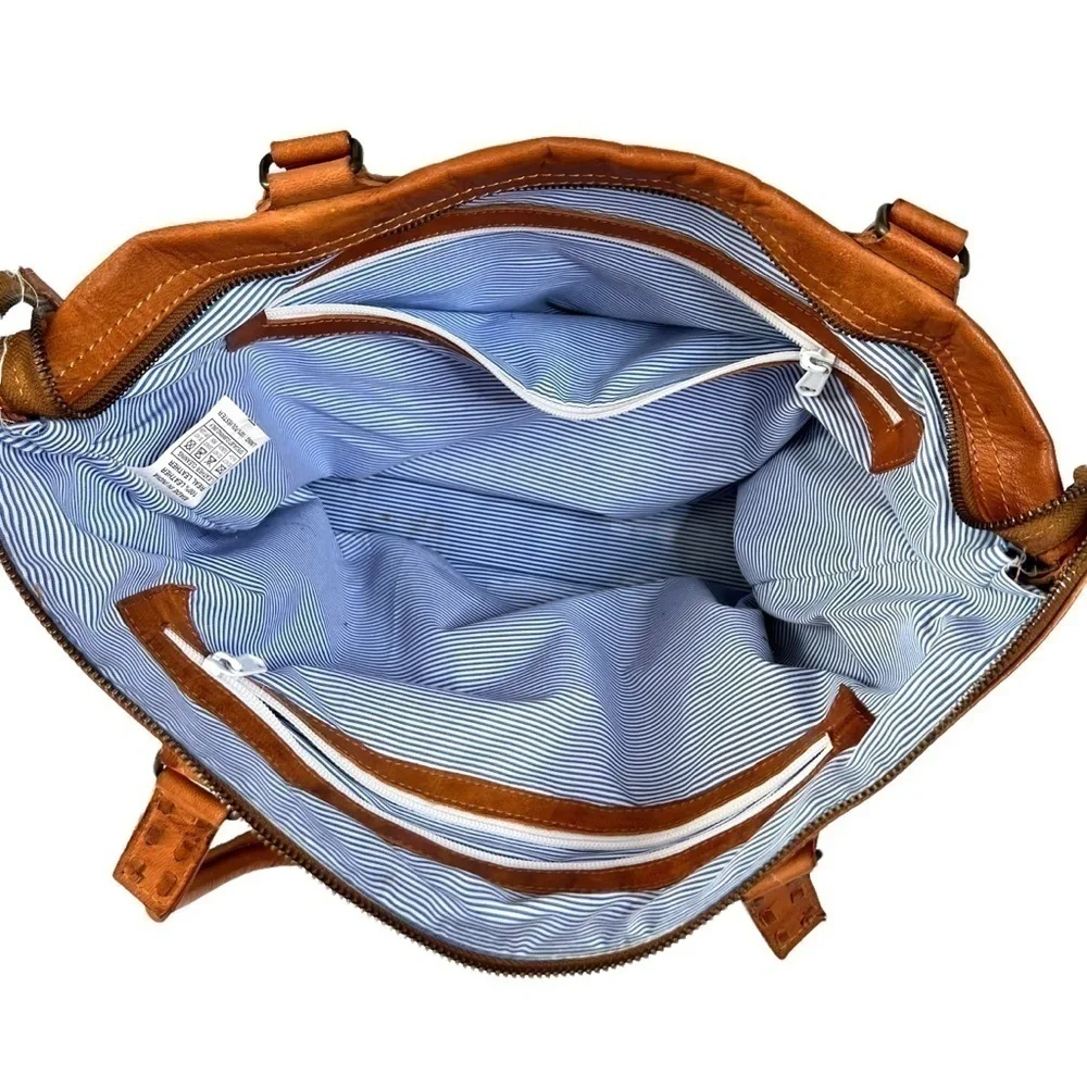 Noonday Collection Rustic Leather Artisan Bohemian Hobo Tote Purse Made In India